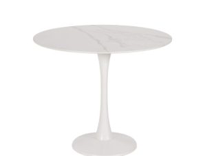 Τραπέζι Στρογγυλό Snow 02-0418 90x75cm White Liberta