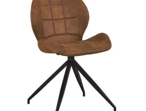 Καρέκλα Μεταλλική Black Norma ΕΜ792,2 Με Υφασμα Suede Brown Σετ 2τμχ