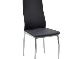 Καρέκλα Jella Μεταλλική Χρωμίου Pu Μαύρο 41X46X100Cm 029-000006