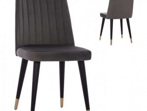 Καρέκλα Marisol HM9266.01 Βελούδινη Με Ξύλινα Πόδια 47x57x91cm Grey