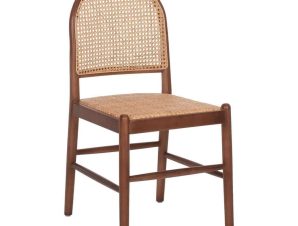 Καρέκλα HM9407.04 43x50x87cm Από Οξιά Rattan Walnut-Beige